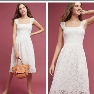 Maeve Anthropologie Dresses | White Lace Midi Dress
